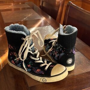 UGG Black Suede Paint splatter (with faux fur lining) Sneakers! RARE!!!